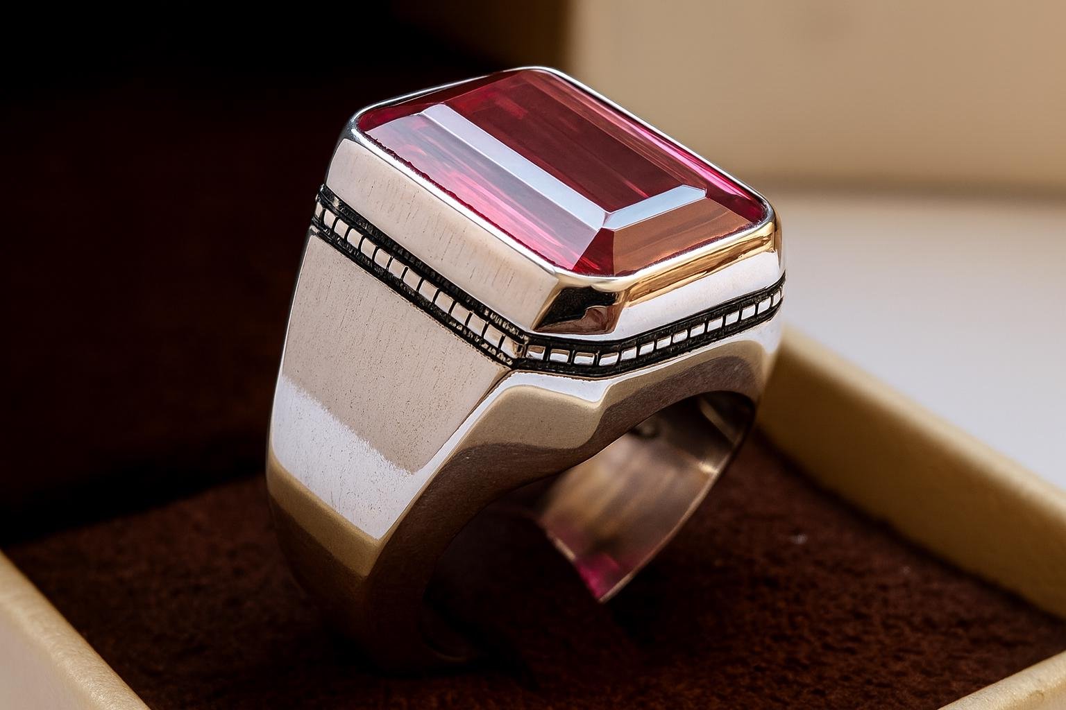 Square Amethyst Ring: Unisex Sterling Silver Statement Jewelry - Image 2