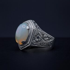 Handmade Sterling Silver Opal Ring: Islamic Vintage Style