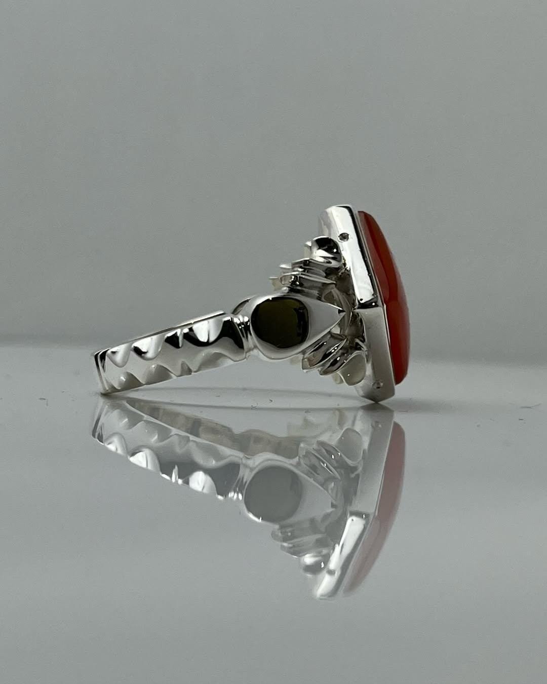 Handmade Yemeni Aqeeq Sterling Silver Ring: Islamic Vintage Style - Image 3