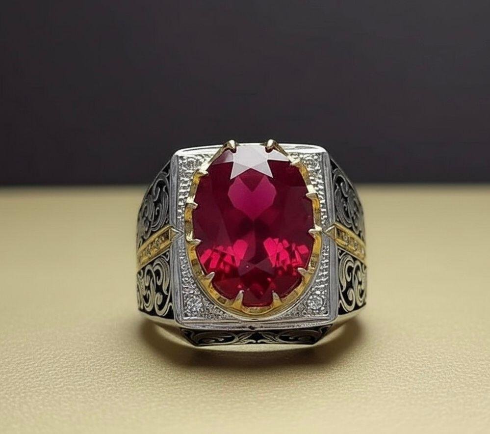 African Ruby Ring: 925 Sterling Silver, Handmade Gemstone Jewelry - Image 4