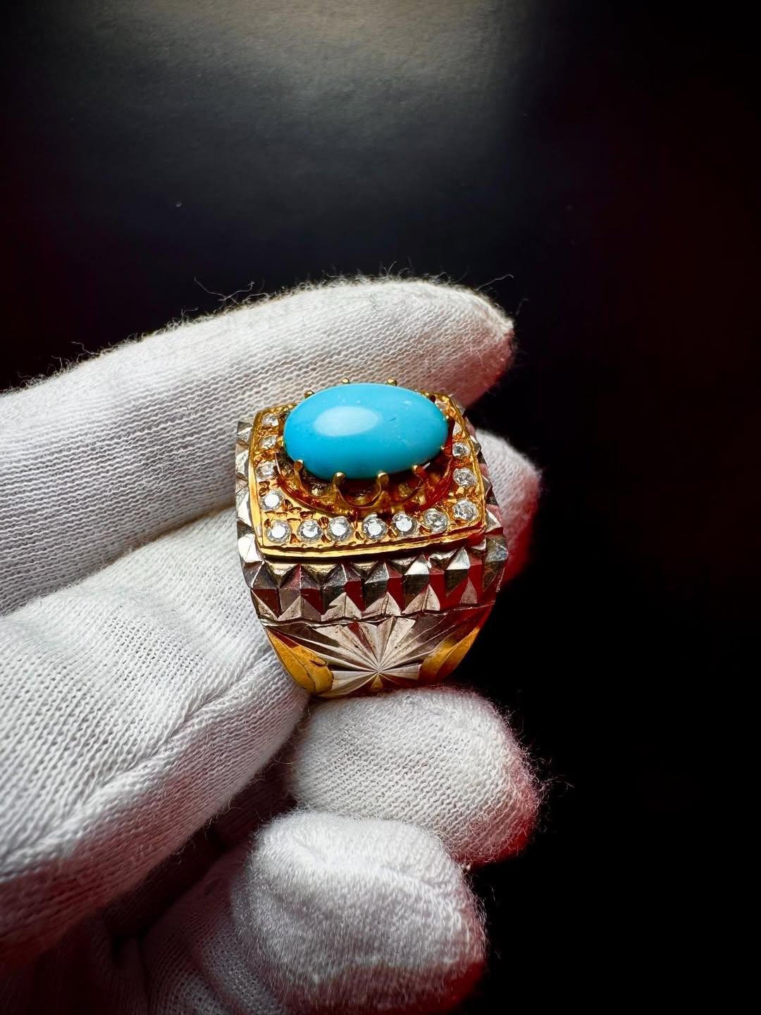 Sterling Silver Turquoise Feroza Ring: Handmade Spiritual Jewelry