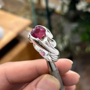 African Ruby Ring: Handmade 925 Sterling Silver Islamic Design