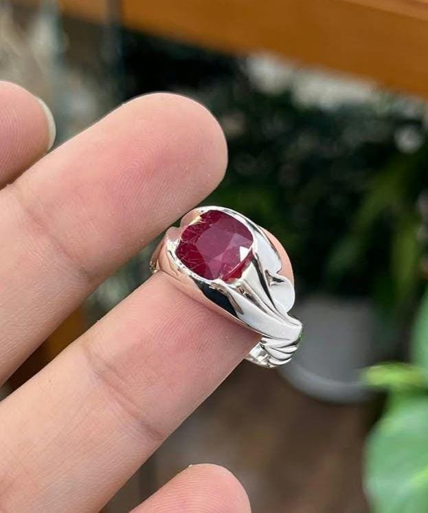 African Ruby Ring: Handmade 925 Sterling Silver Islamic Design - Image 4
