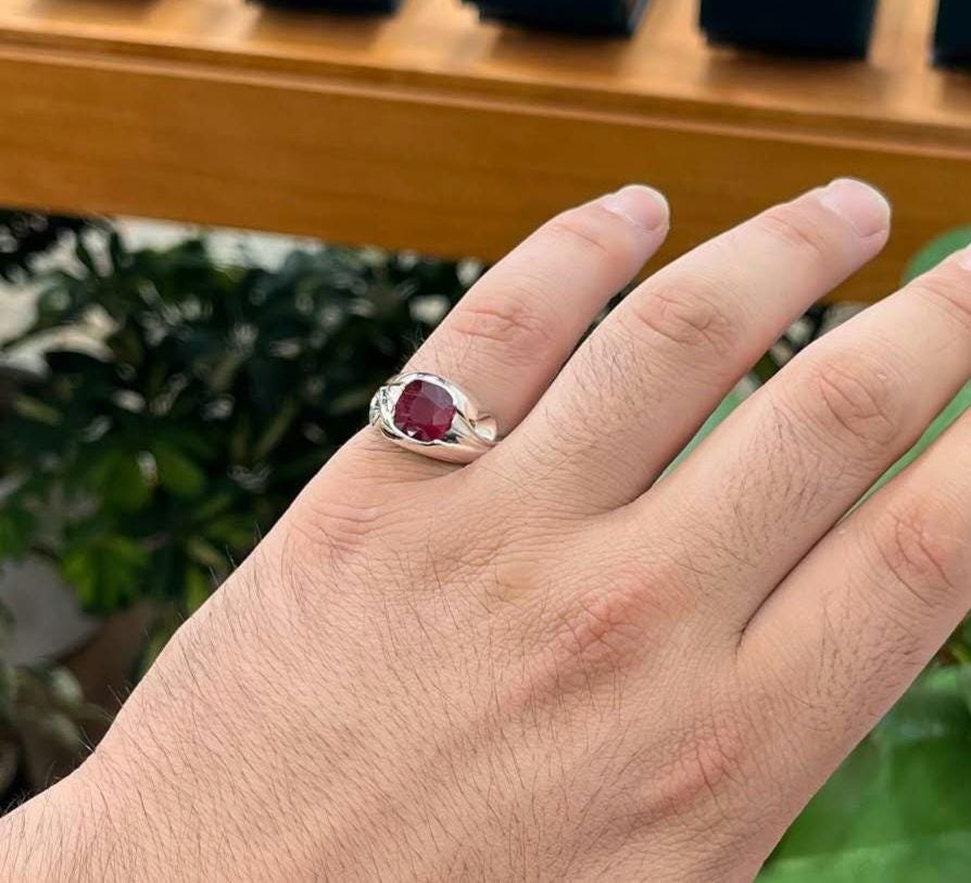 African Ruby Ring: Handmade 925 Sterling Silver Islamic Design - Image 5