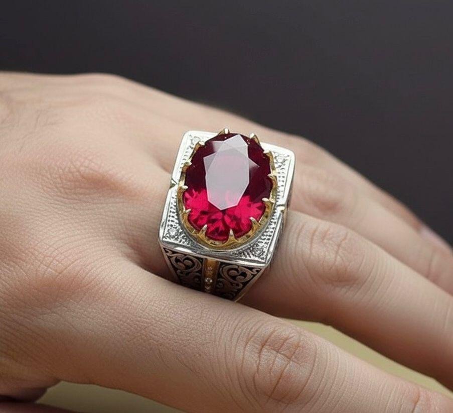 African Ruby Ring: 925 Sterling Silver, Handmade Gemstone Jewelry - Image 5
