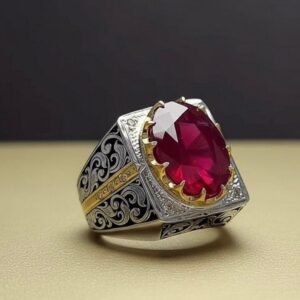African Ruby Ring: 925 Sterling Silver, Handmade Gemstone Jewelry