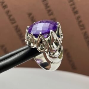 Handmade Amethyst Signet Ring: 925 Sterling Silver, Art Deco Style