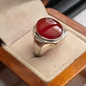 Handmade Sterling Silver Red Agate Signet Ring - Boho Mens Jewelry