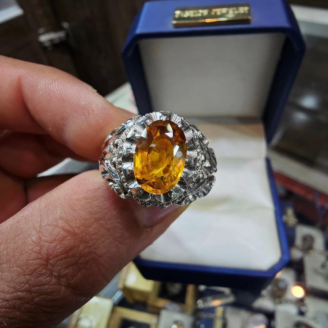 Handmade Natural Citrine Sterling Silver Ring - Ornate Filigree Design - Image 7