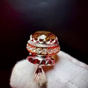 Natural Citrine Men's Ring: Gold & Sterling Silver, CZ Halo