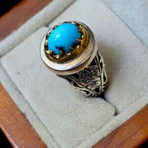 Handmade Sterling Silver Turquoise Ring: Boho Signet Gemstone Jewelry