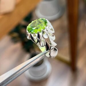 Handmade Sterling Silver Green Peridot Ring: August Birthstone