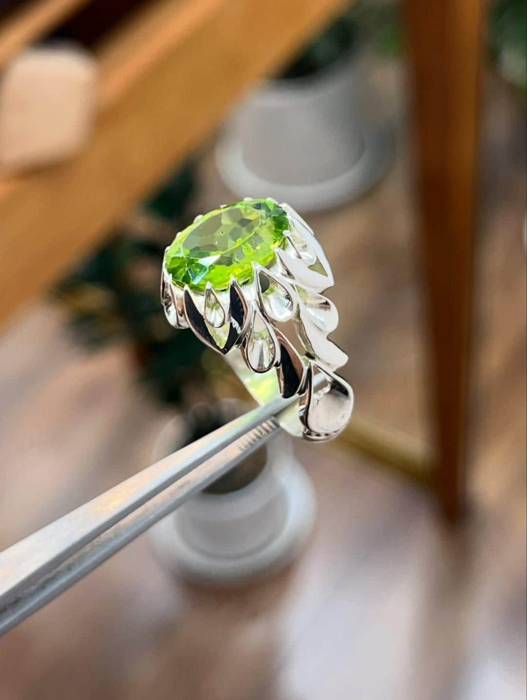 Handmade Sterling Silver Green Peridot Ring: August Birthstone