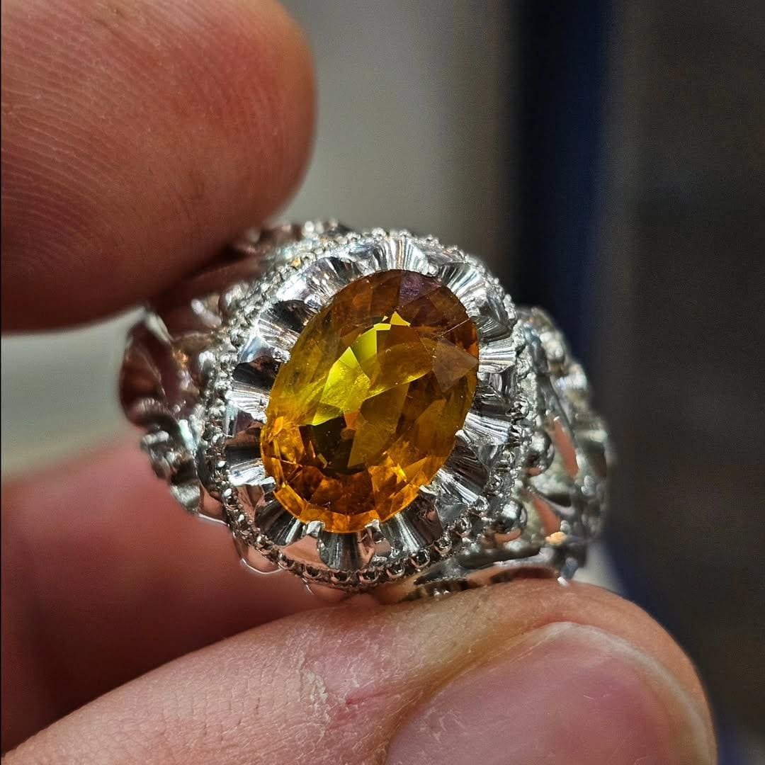 Handmade Natural Citrine Sterling Silver Ring - Ornate Filigree Design - Image 3