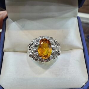 Handmade Natural Citrine Sterling Silver Ring - Ornate Filigree Design