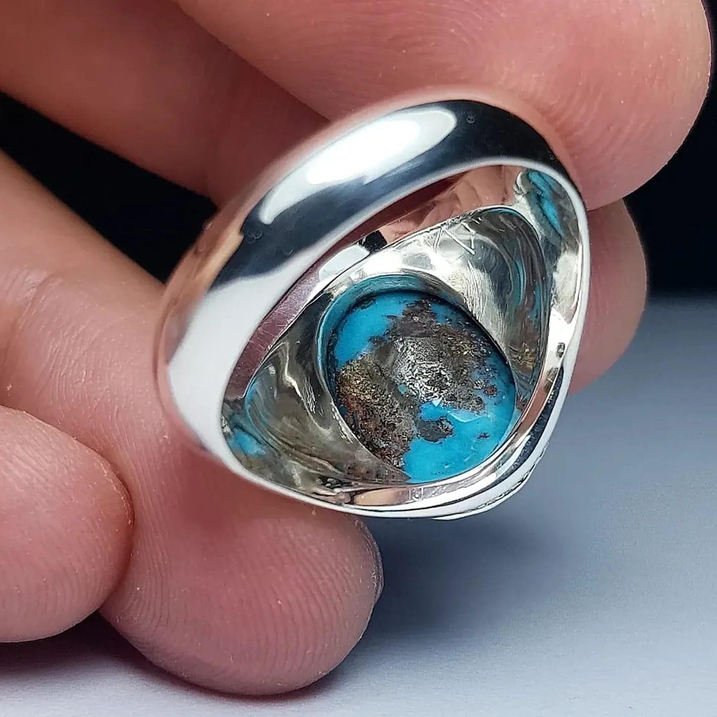 Turquoise Ring Mens Ring 925 Sterling Silver Ring Feroza Stone Ring Blue Turquoise Gemstone Ring Handmade Ring Men Gift for Him - Image 7