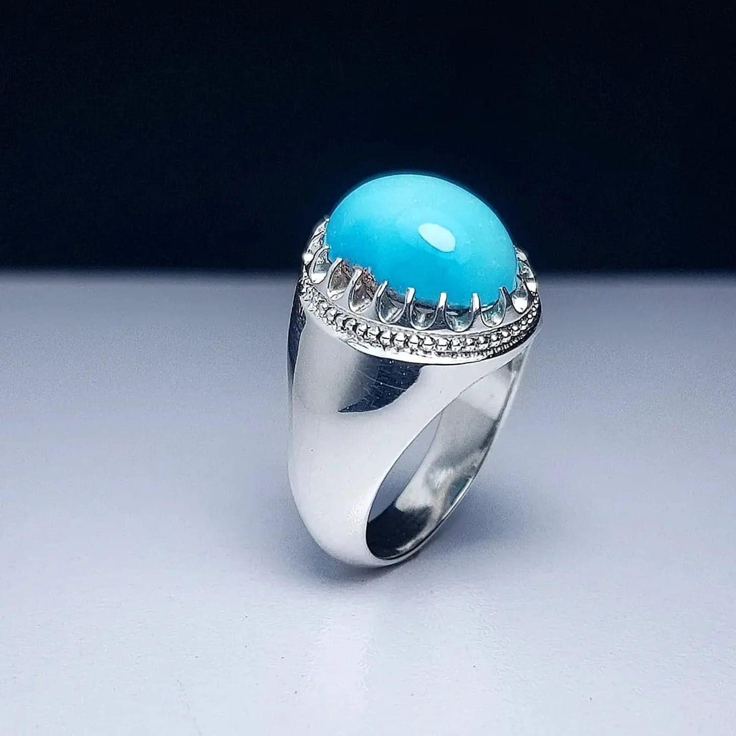 Turquoise Ring Mens Ring 925 Sterling Silver Ring Feroza Stone Ring Blue Turquoise Gemstone Ring Handmade Ring Men Gift for Him