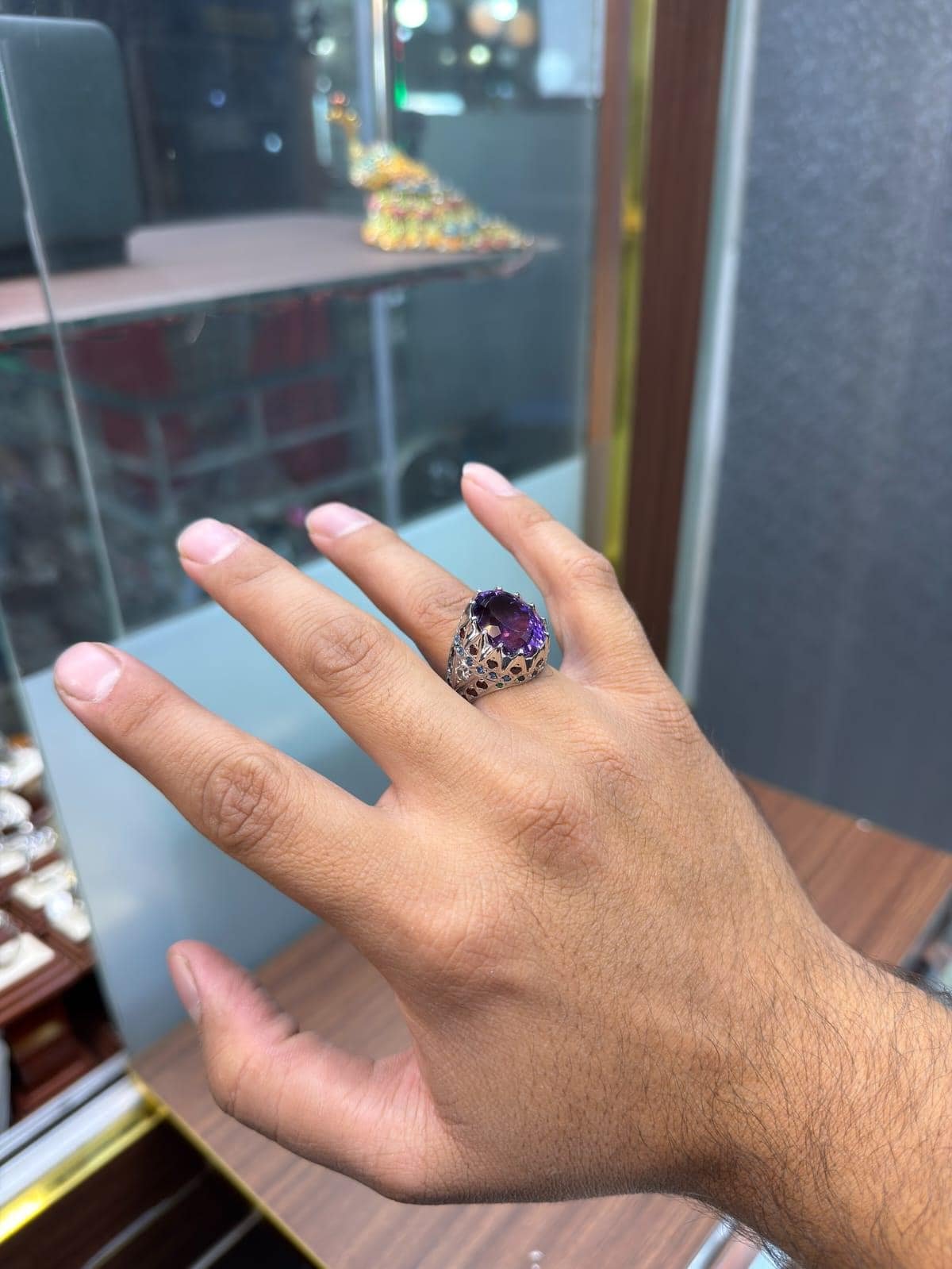 Amethyst Ring Mens Ring 925 Sterling Silver Ring Purple Gemstone Ring Men Handmade Turkish Ring Large Amethyst Ring Gift for Him - Image 2