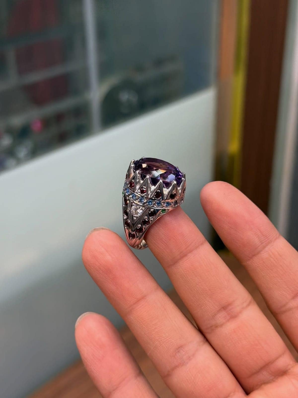 Amethyst Ring Mens Ring 925 Sterling Silver Ring Purple Gemstone Ring Men Handmade Turkish Ring Large Amethyst Ring Gift for Him