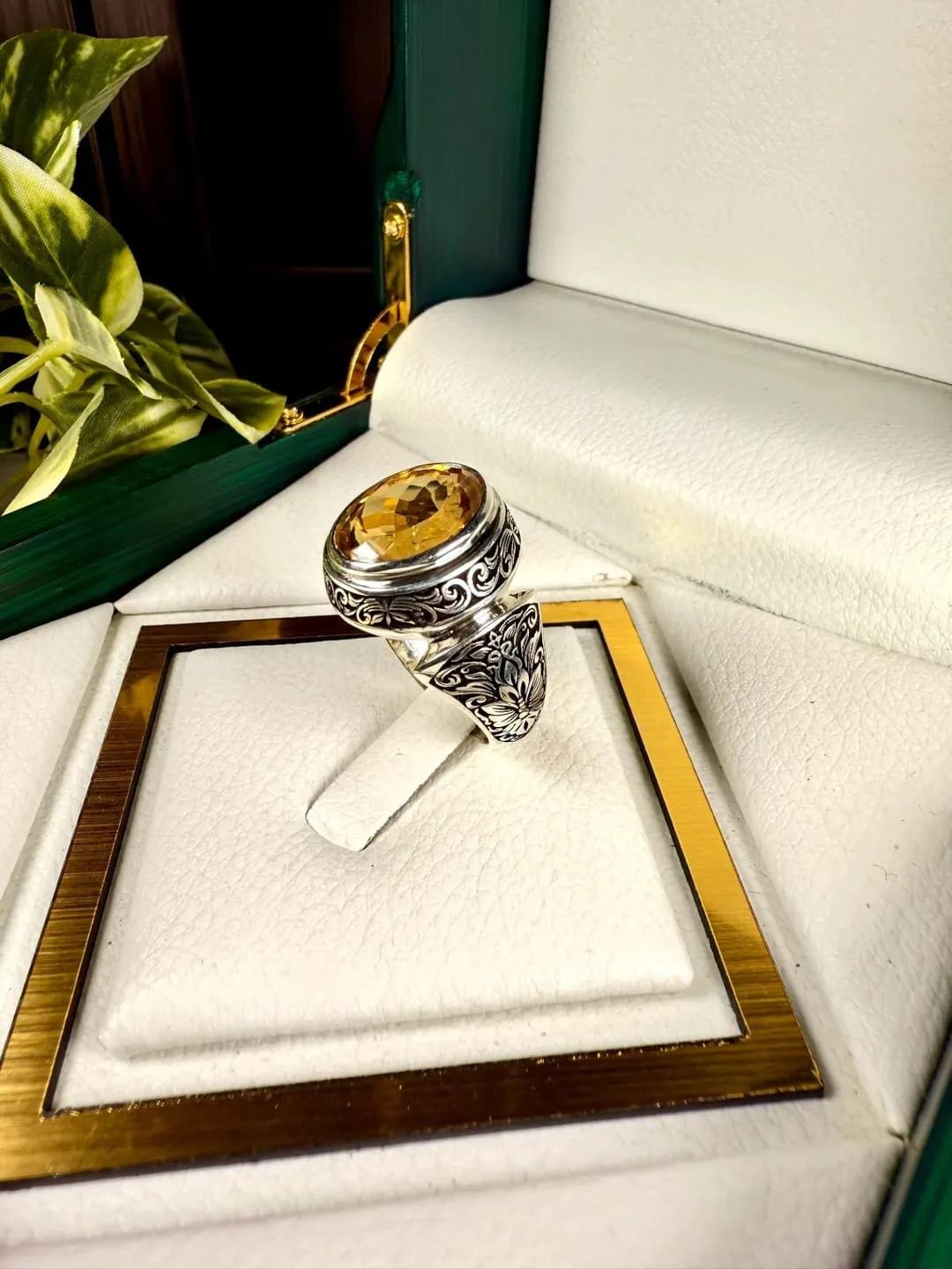 Citrine Gemstone Men's Ring | Sterling Silver Ottoman Style - Image 3