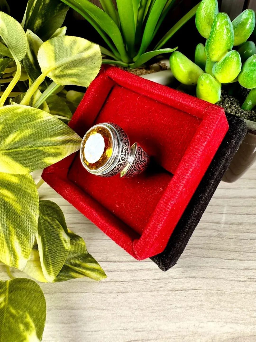 Citrine Gemstone Men's Ring | Sterling Silver Ottoman Style - Image 2