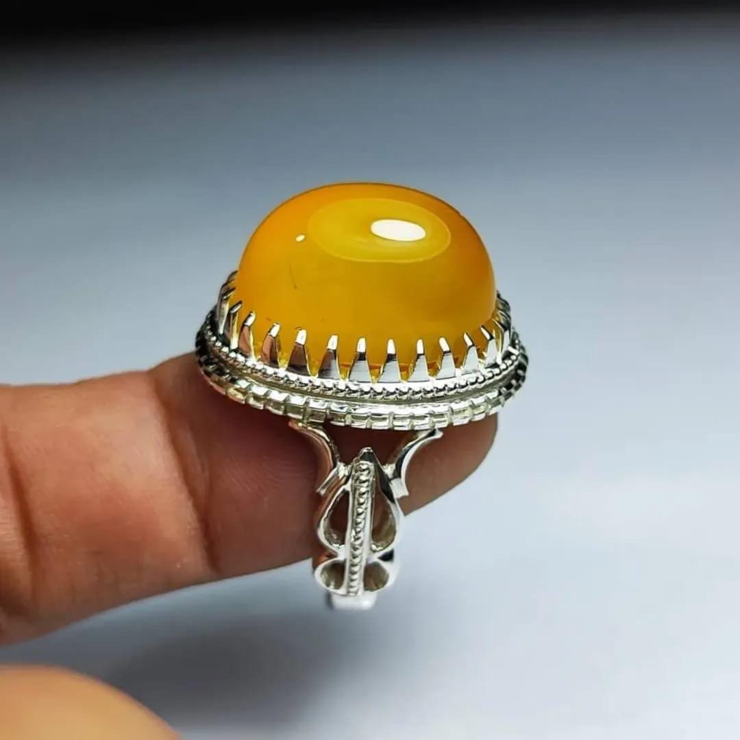 Yellow Agate Crown, Yellow Aqeeq Stone, Turkish Handmade, Ottoman Style, Gift for Him - Image 4