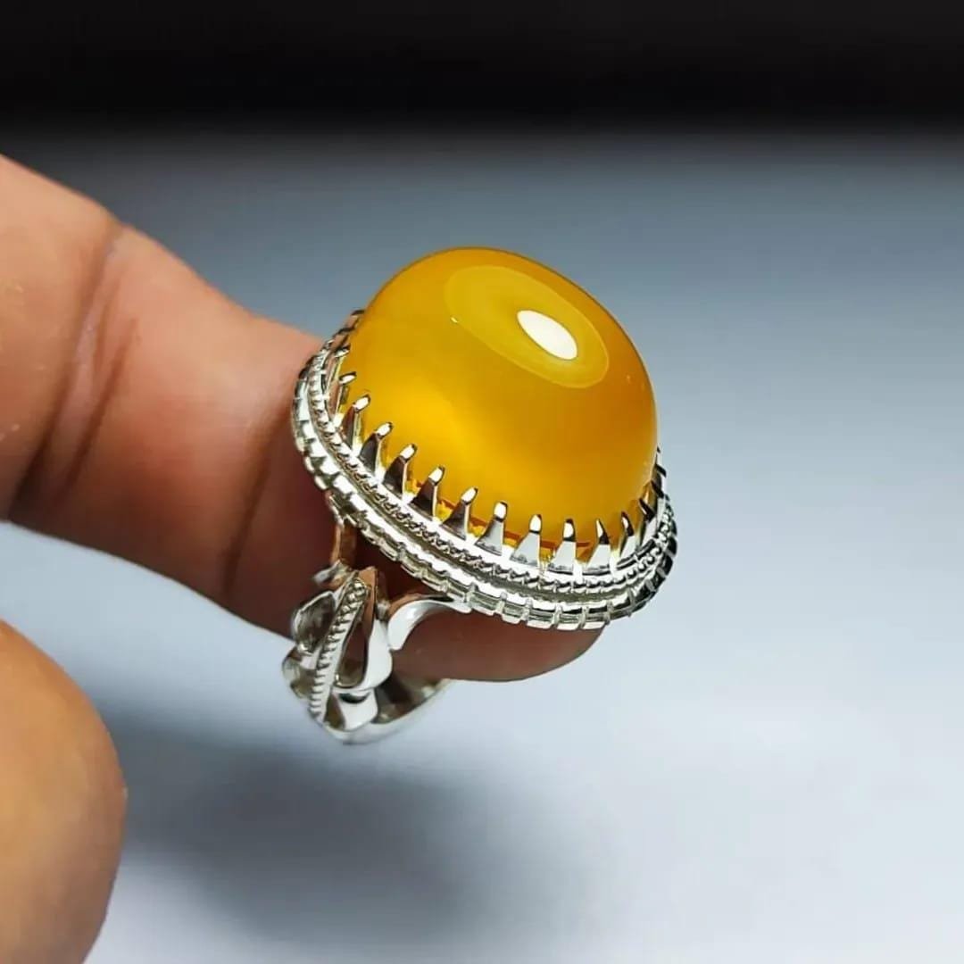 Yellow Agate Crown, Yellow Aqeeq Stone, Turkish Handmade, Ottoman Style, Gift for Him