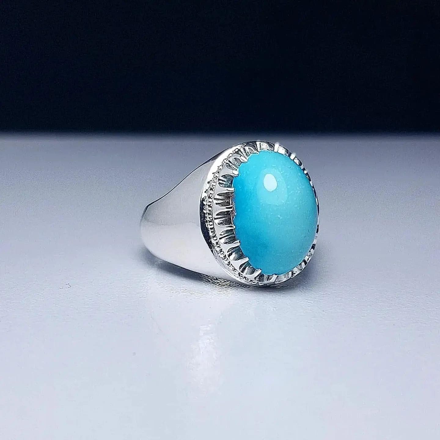 Turquoise Ring Mens Ring 925 Sterling Silver Ring Feroza Stone Ring Blue Turquoise Gemstone Ring Handmade Ring Men Gift for Him - Image 4
