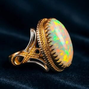 White Opal Ring 925 Sterling Silver | October Birthstone Ring | Vintage Boho Opal Statement Ring | Handmade Rings Gift for Her | Opal Rings