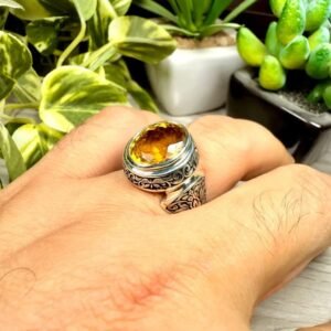 Citrine Gemstone Men's Ring | Sterling Silver Ottoman Style