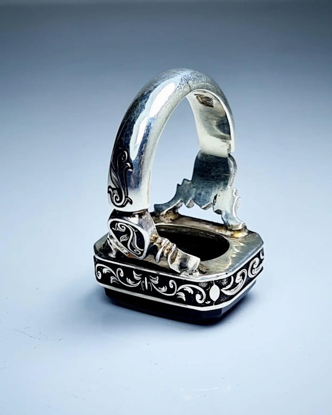 Handmade Black Agate Aqeeq Ring | 925 Sterling Silver Islamic Ring - Image 4