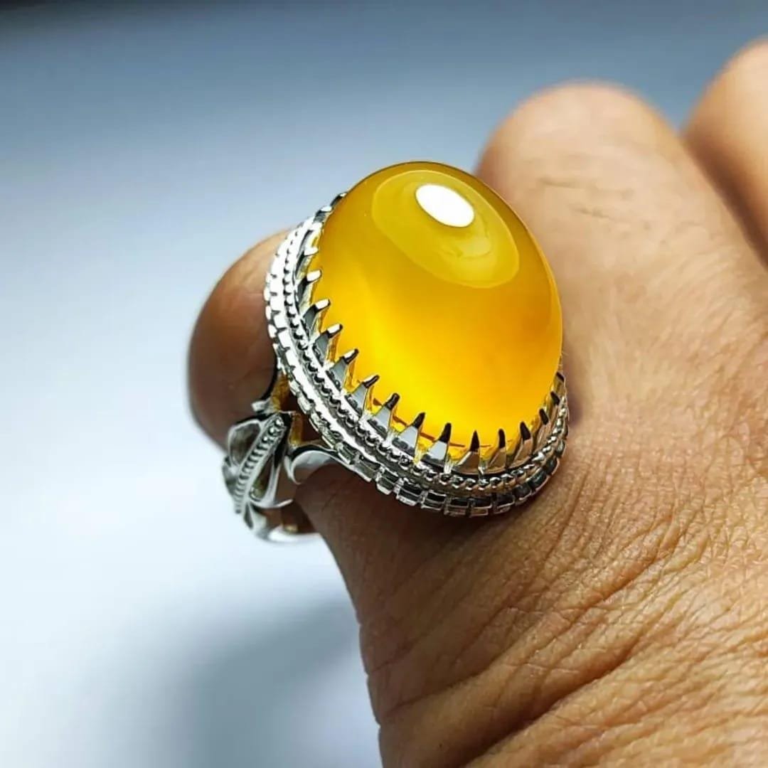 Yellow Agate Crown, Yellow Aqeeq Stone, Turkish Handmade, Ottoman Style, Gift for Him - Image 3
