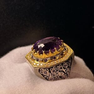 Handmade Amethyst Sterling Silver Ring - Turkish Ottoman Design