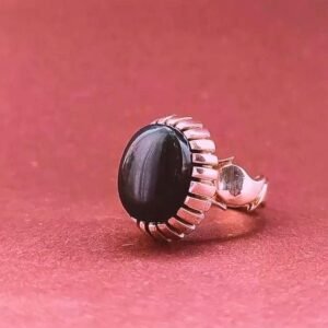 Black agate stone ring, gemstone band, unisex onyx ring, gift for him, unique design