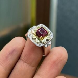 Red Ruby Sterling Silver Men's Ring, Engagement Anniversary Gift