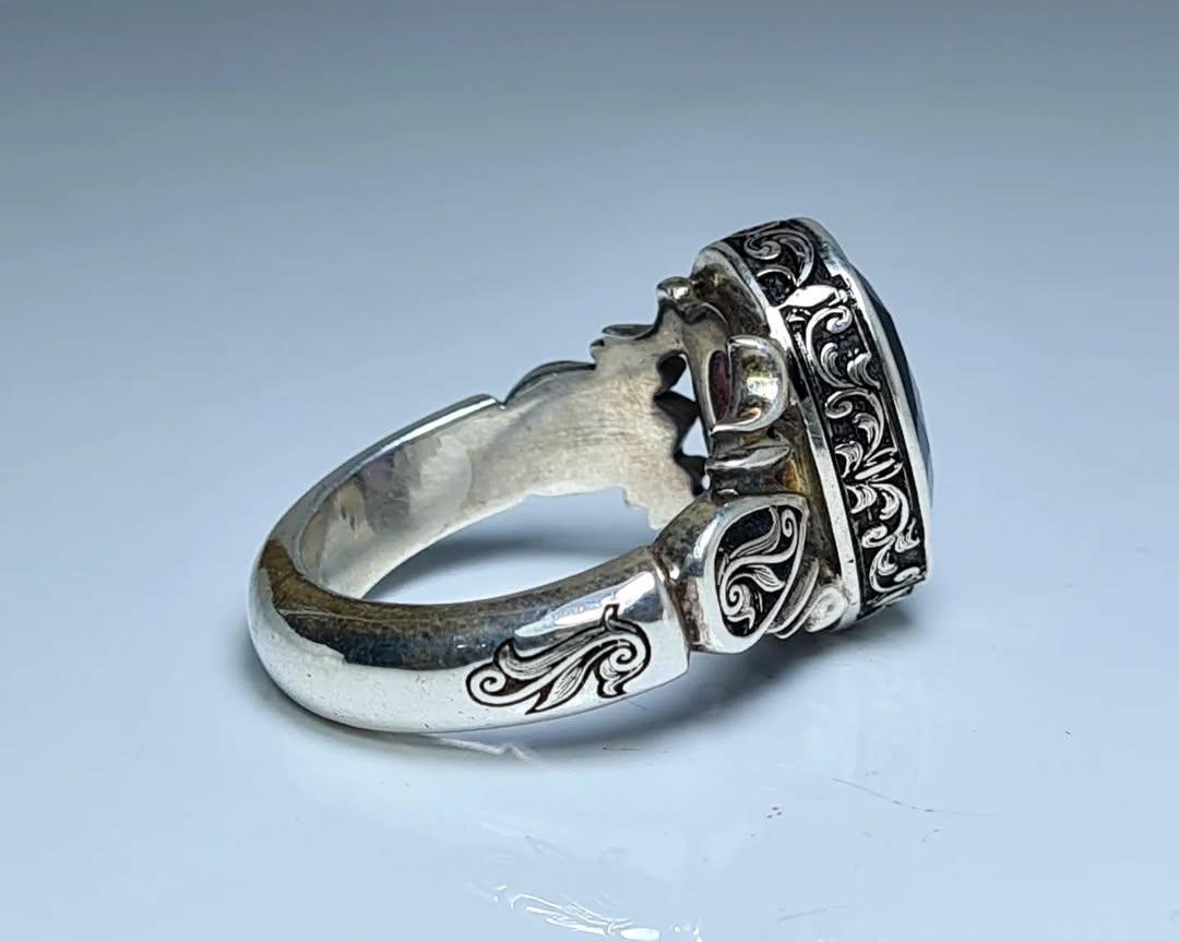 Amethyst Silver Ring, Sterling Silver 925 Handmade Rings, gift for Him, Purple Stone - Image 5
