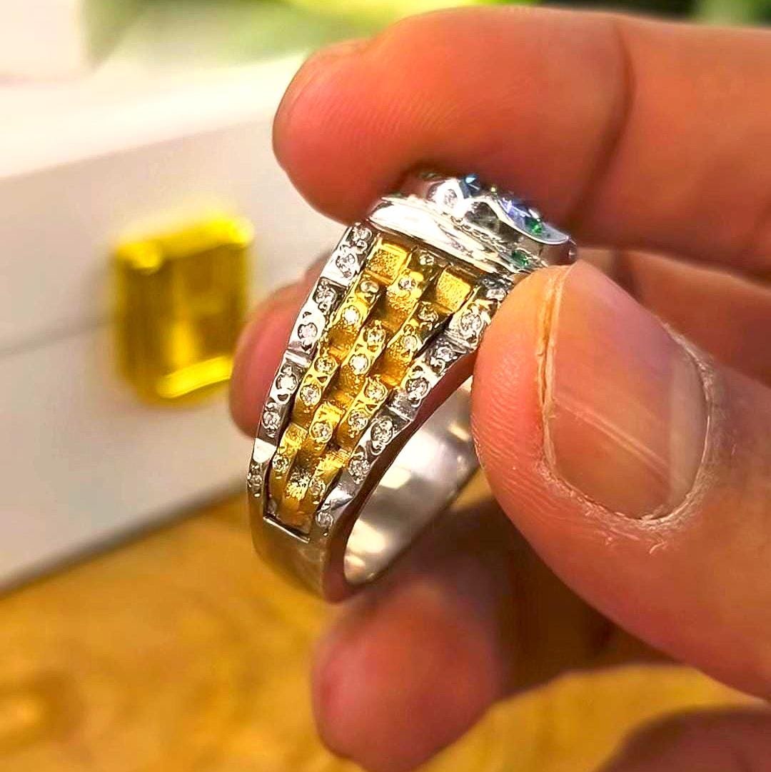 Green Moissanite Ring, 925 Sterling Silver, Gold Plated, Anniversary Gift for Her, Promise Ring - Image 2