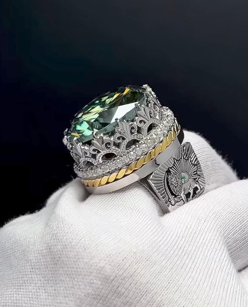Green Moissanite 925 Silver Engagement Ring, Round Lab Diamond - Image 6