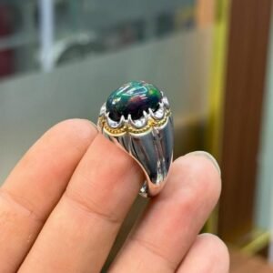 Handmade Black Fire Opal Men Ring | Sterling Silver 925 October Birthstone gift for Him