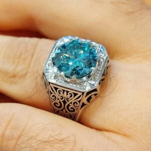 Green Moissanite Bridal Ring, Proposal Ring, Wedding Band, gift for her