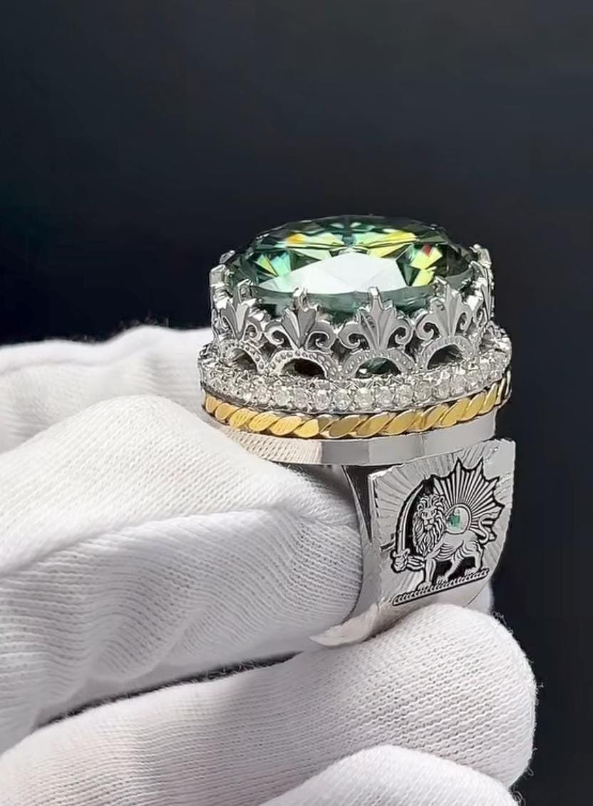 Green Moissanite 925 Silver Engagement Ring, Round Lab Diamond - Image 5
