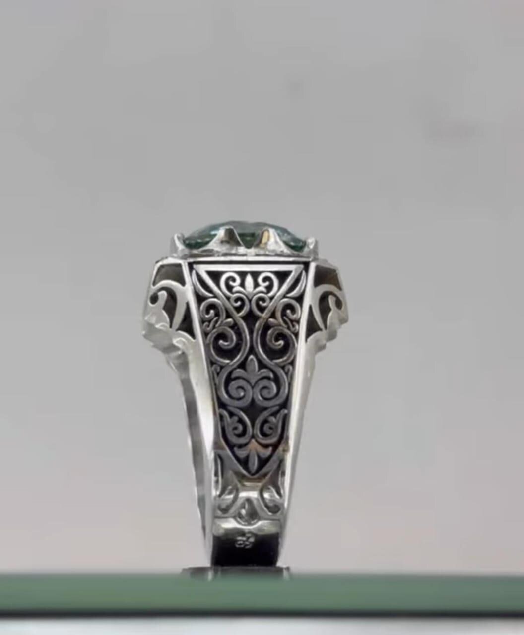 Green Moissanite Bridal Ring, Proposal Ring, Wedding Band, gift for her - Image 5