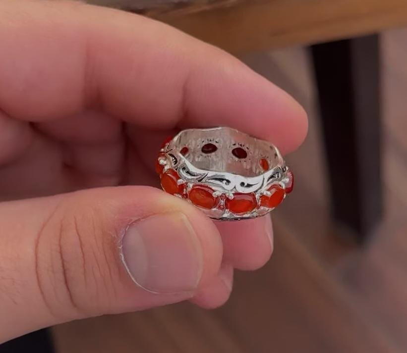 Handmade jewelry Agate Ring for men women, 925 Sterling Silver Chakra Healing Stones - Image 2