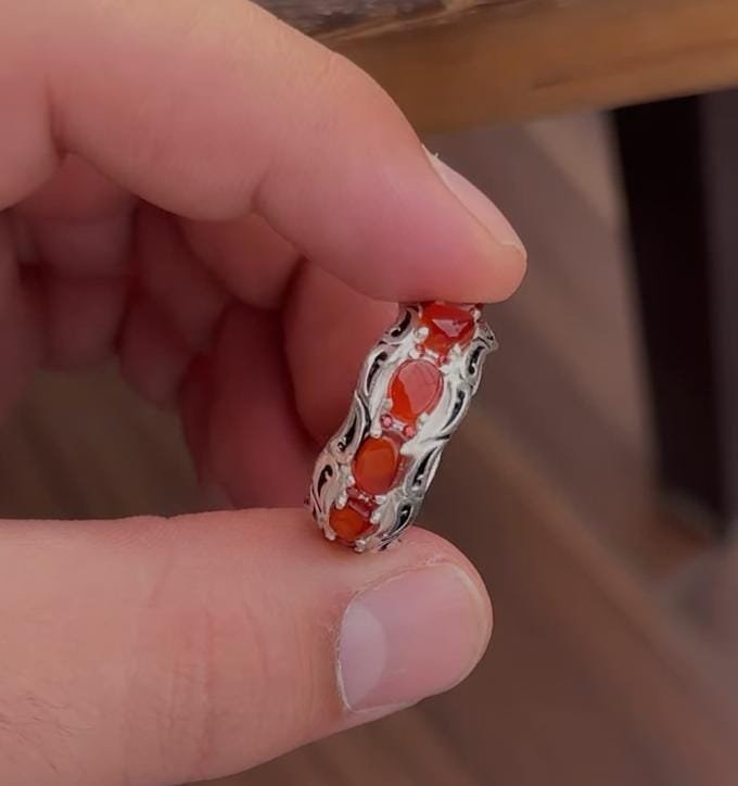 Handmade jewelry Agate Ring for men women, 925 Sterling Silver Chakra Healing Stones - Image 3