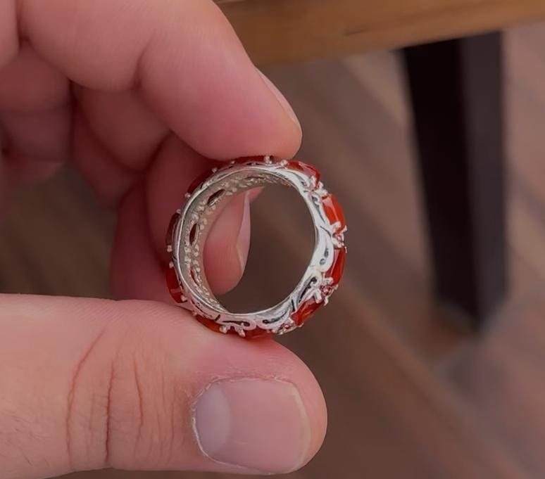 Handmade jewelry Agate Ring for men women, 925 Sterling Silver Chakra Healing Stones - Image 4