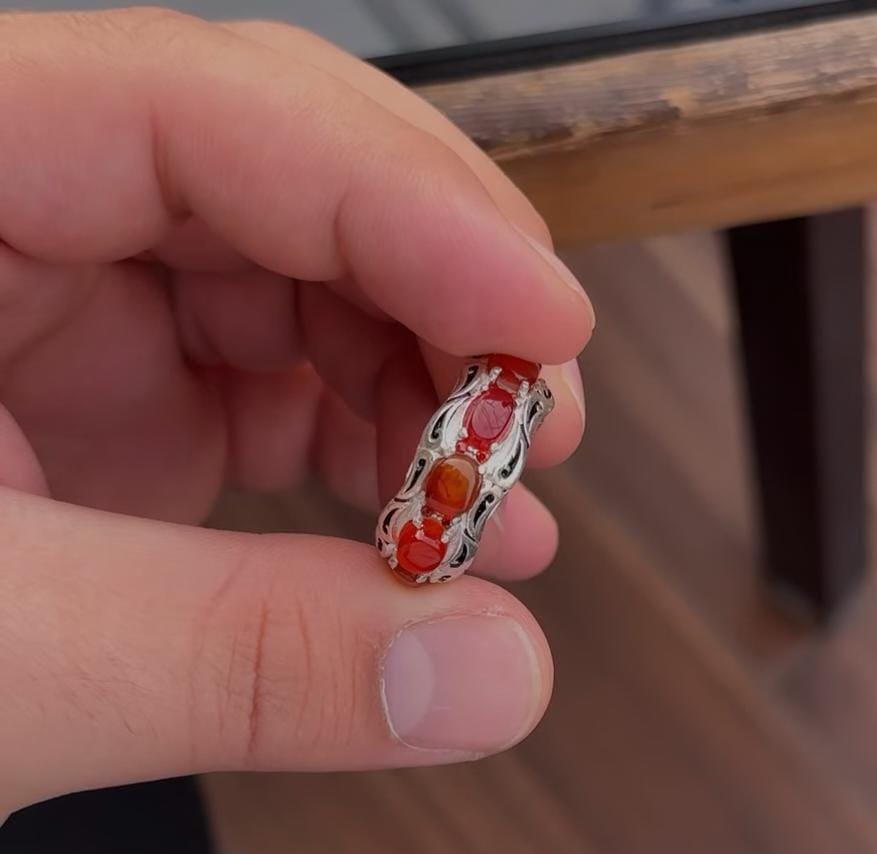 Handmade jewelry Agate Ring for men women, 925 Sterling Silver Chakra Healing Stones - Image 7
