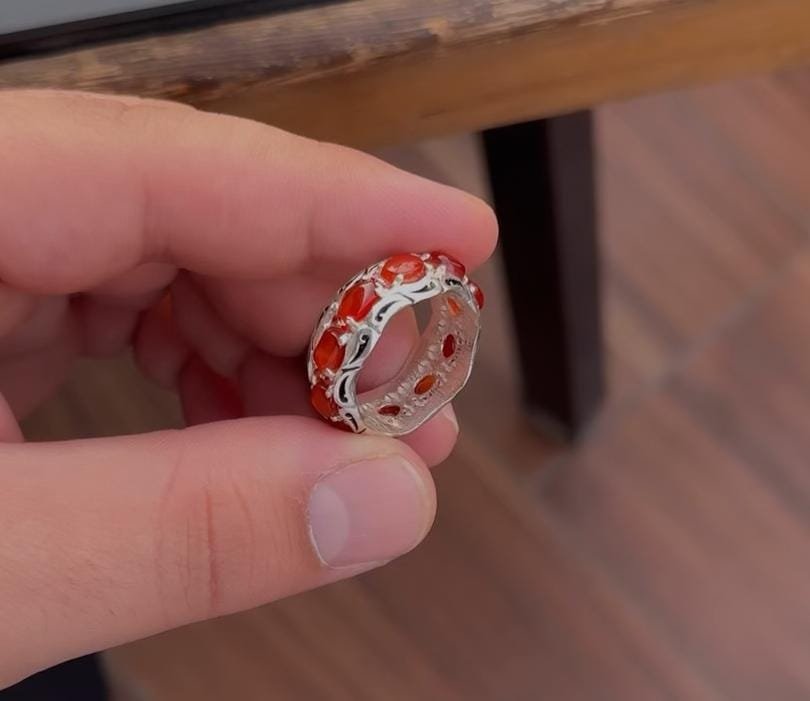 Handmade jewelry Agate Ring for men women, 925 Sterling Silver Chakra Healing Stones - Image 6