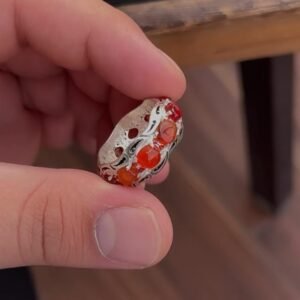 Handmade jewelry Agate Ring for men women, 925 Sterling Silver Chakra Healing Stones