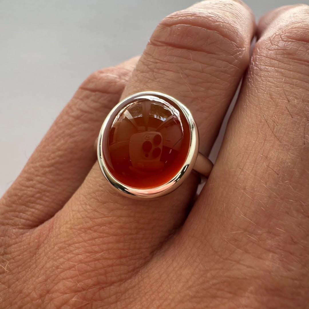Red Aqeeq Agate Ring for Men in 925 Sterling Silver - Image 6