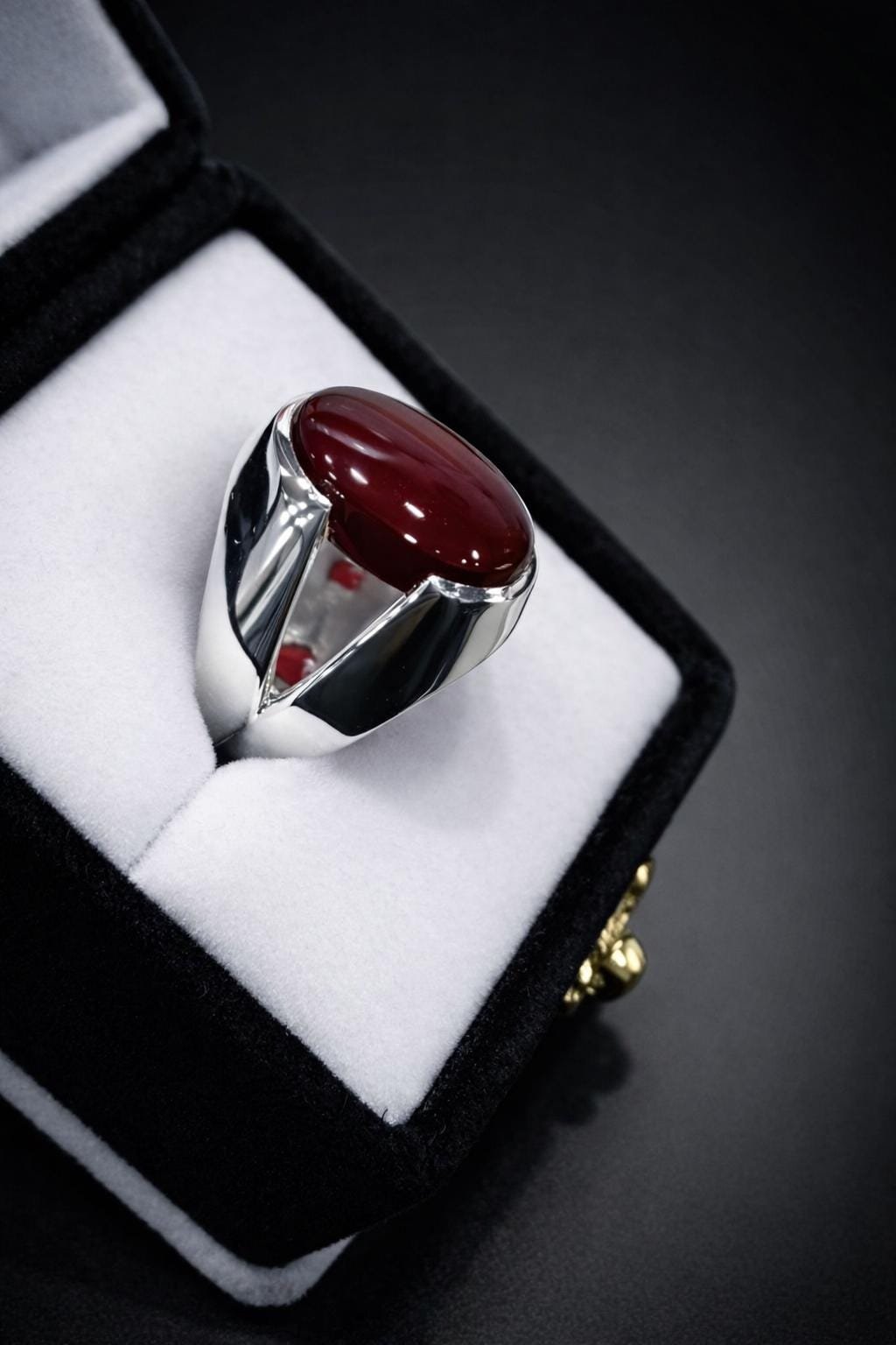 Red Yemeni Agate aqeeq Ring Silver handmade ring for men women - Image 5